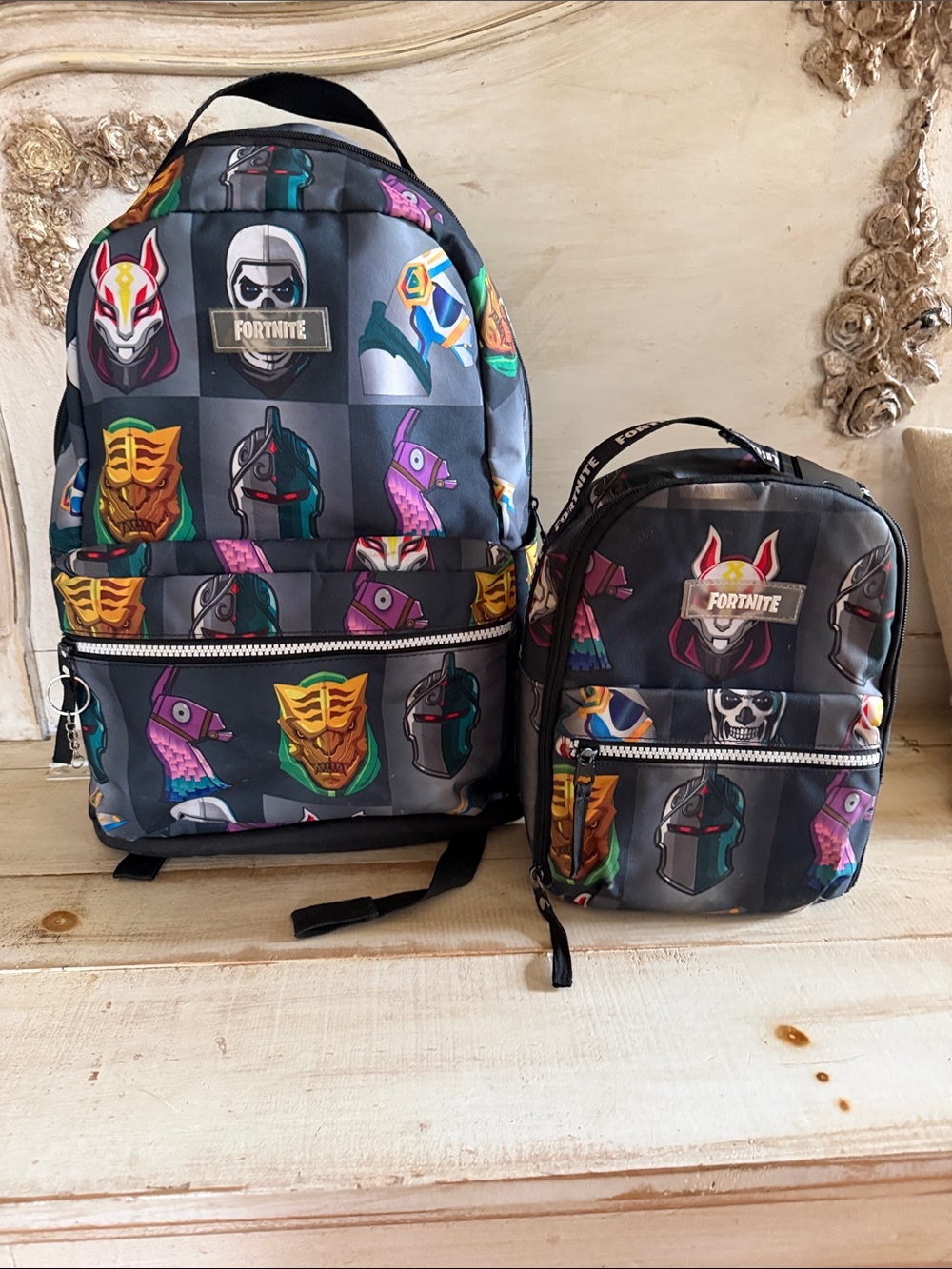 Fortnite Multi-Icon Backpack and matching lunch box